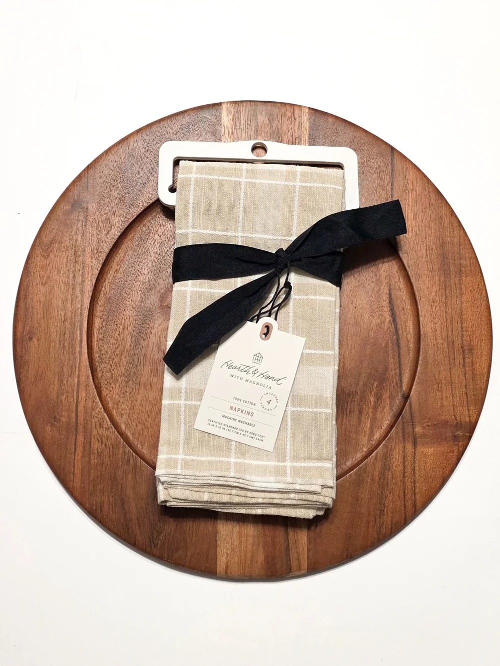 Hearth & Hand With Magnolia Windowpane Check Fabric Napkins Tan & White 4 Pack